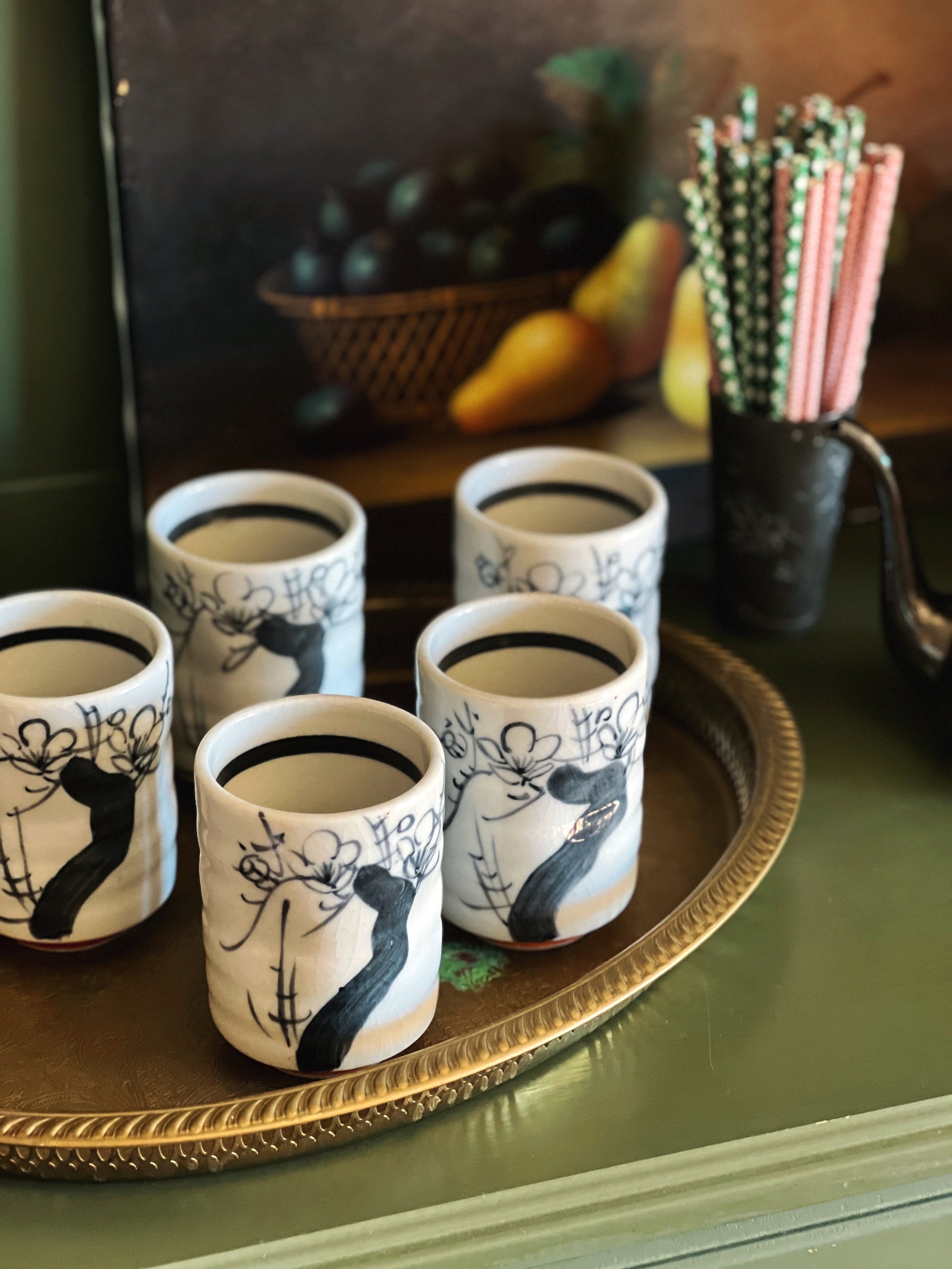 Set of 5 Vintage Japanese (Yunomi) Teacups
