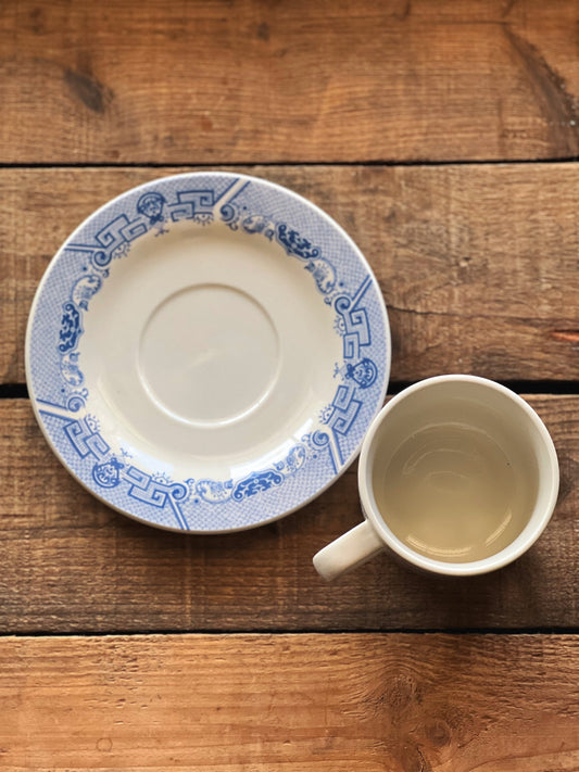 Vintage Blue Willow Stoneware Cup & Saucer Set