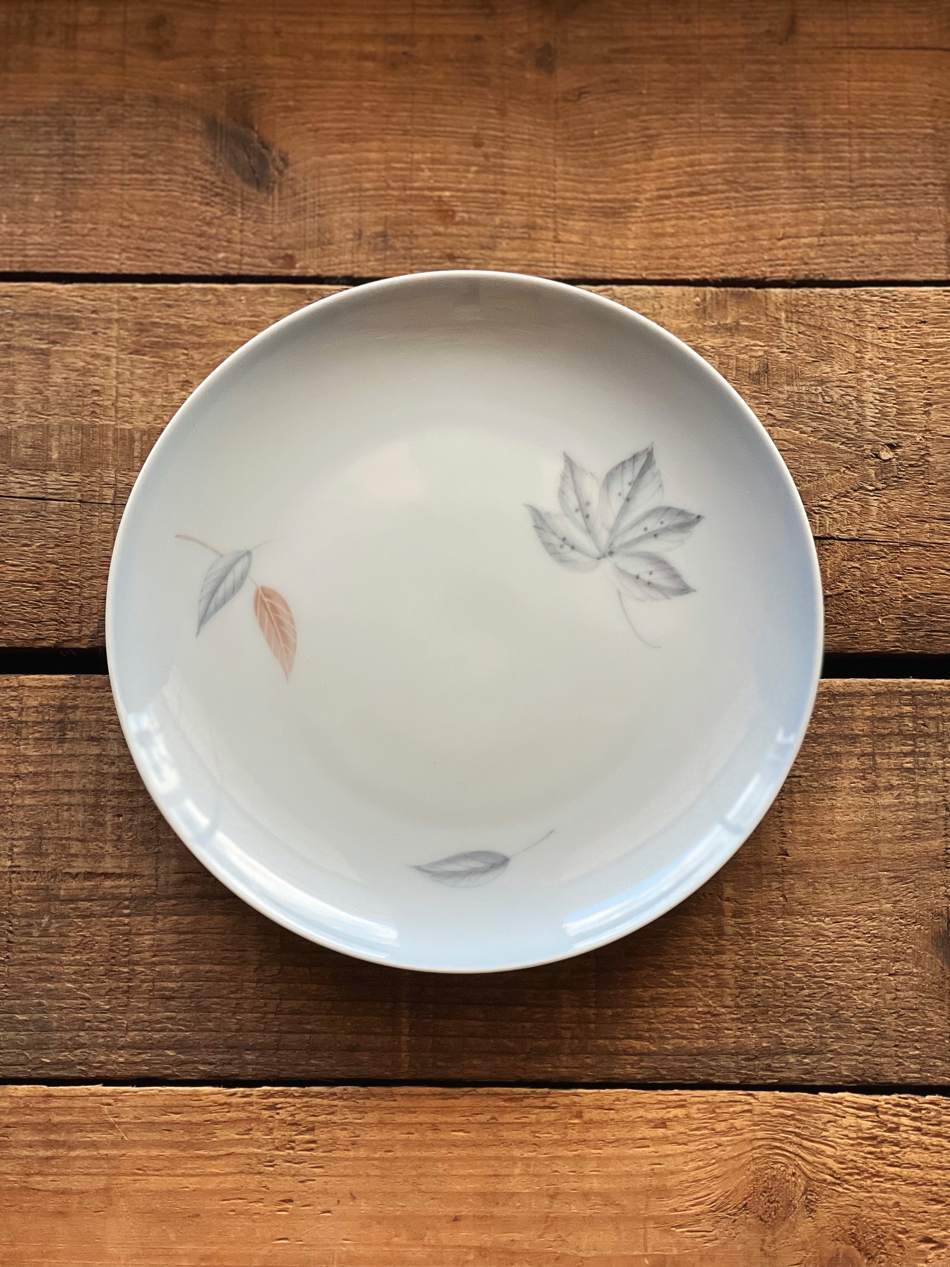 vintage salad plate with a leaf design