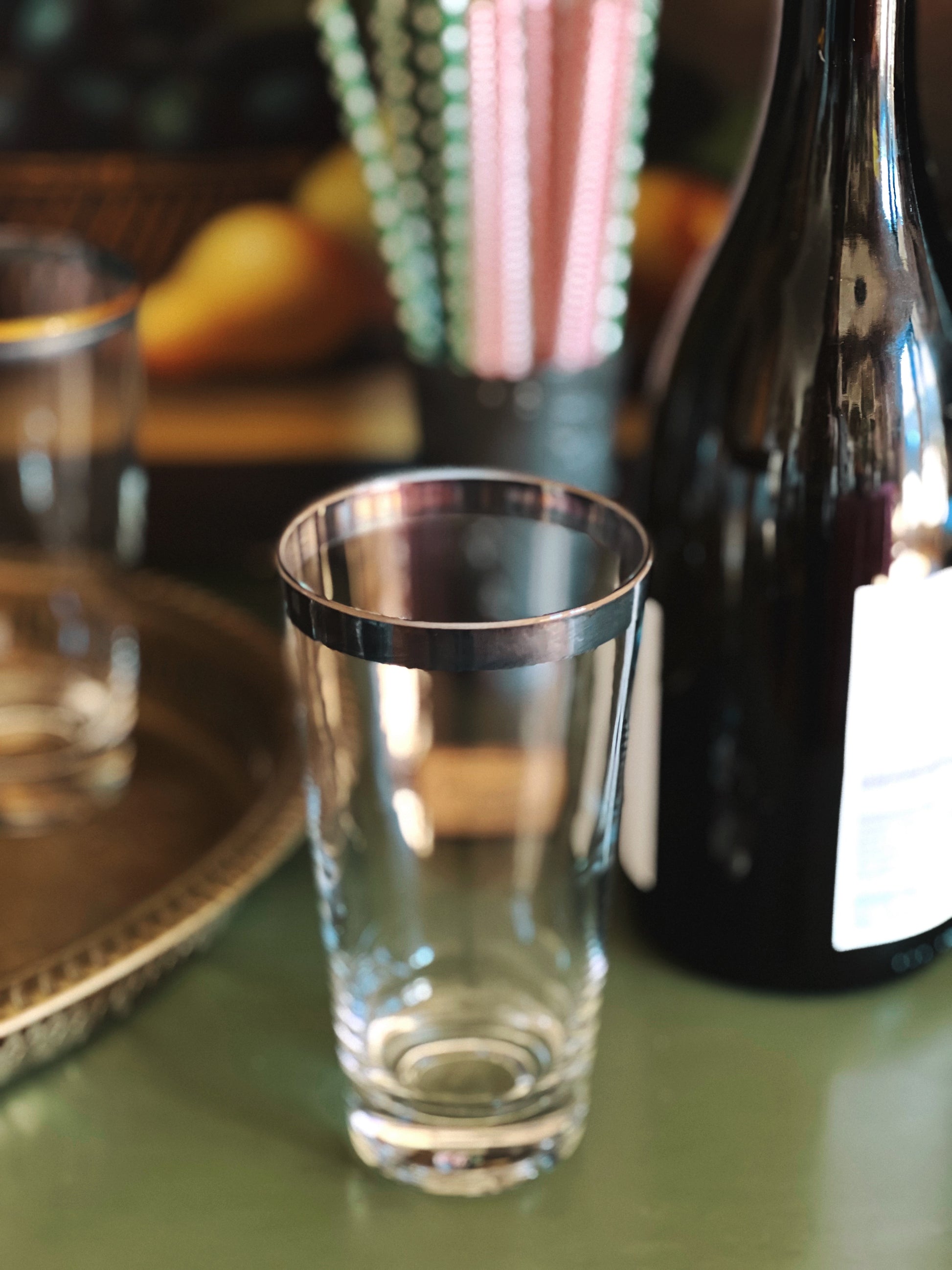 Set of 4 Vintage Black Rim Highball Glasses