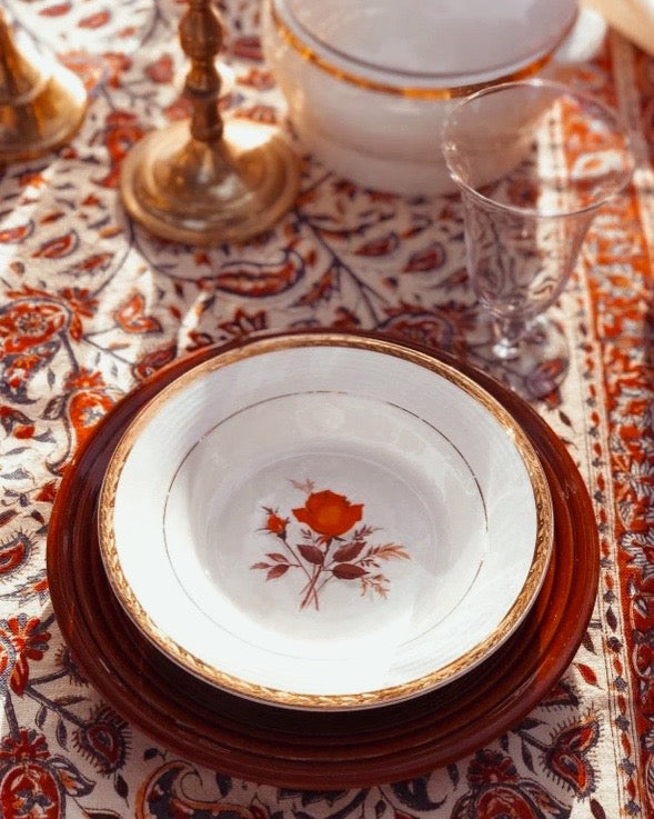 Vintage Triumph American Limoges Vermillion Rose Rimmed Soup Bowl