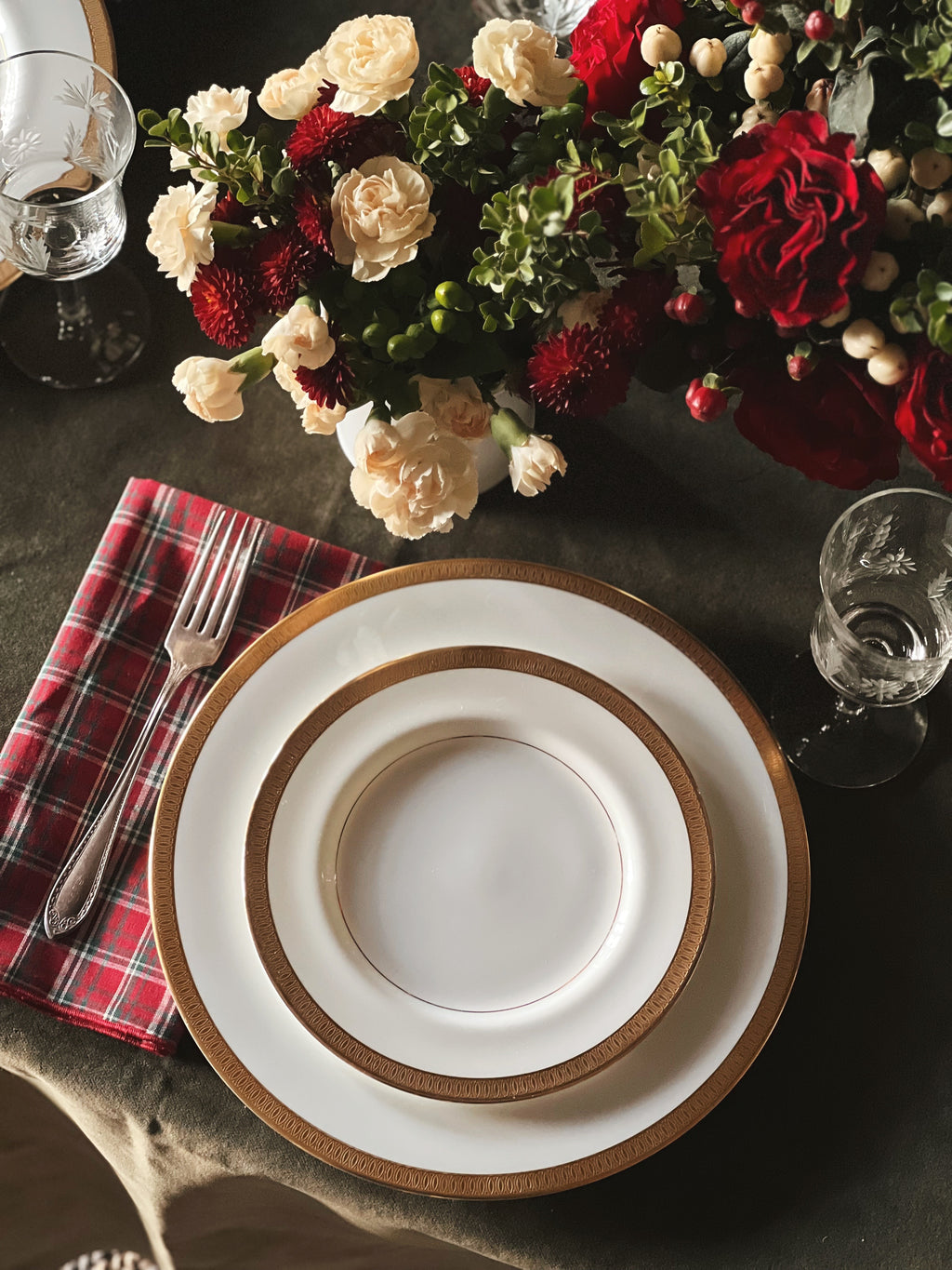 white and gold vintage plate