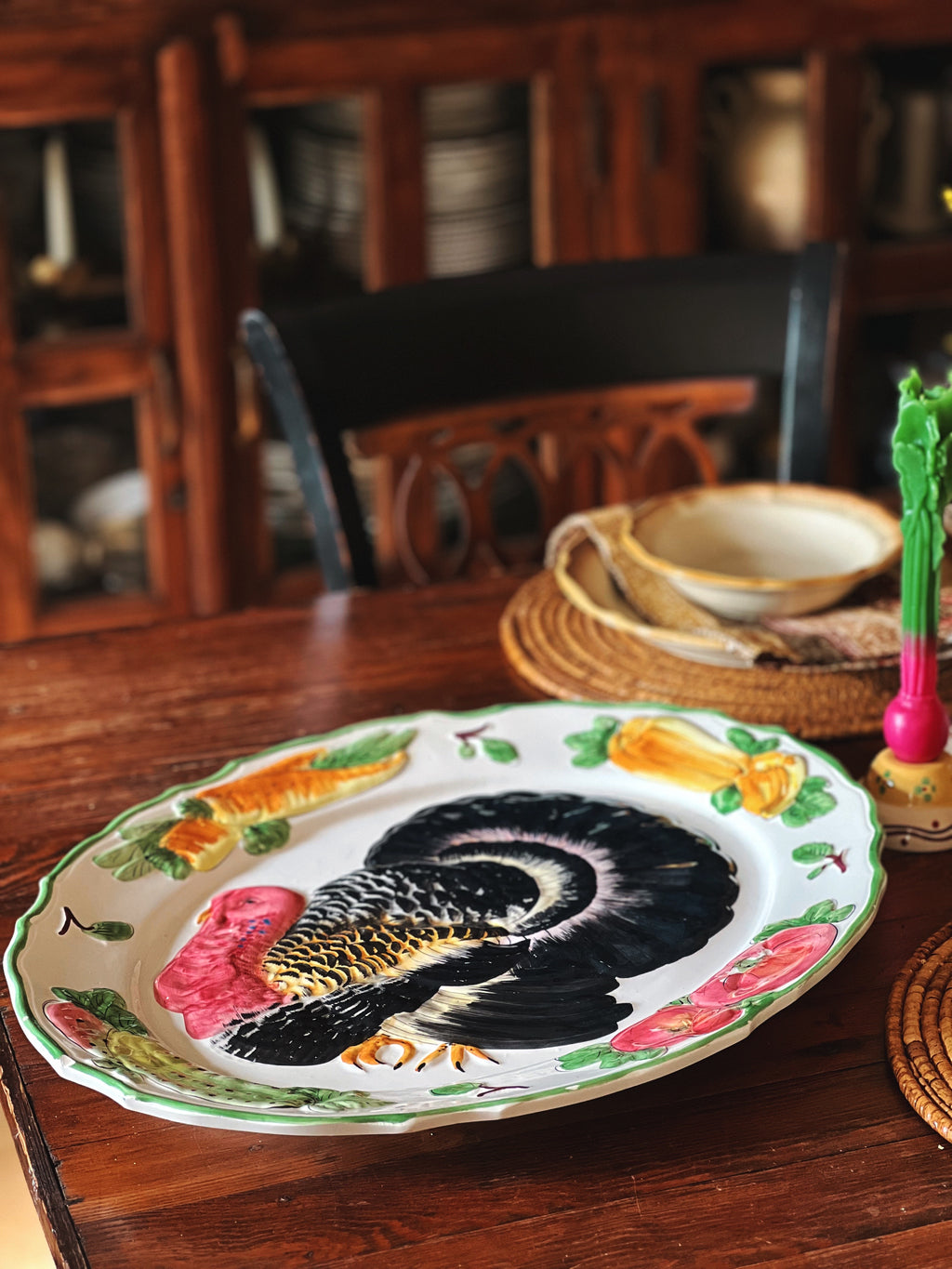 Vintage Hand Painted Italy Turkey Platter