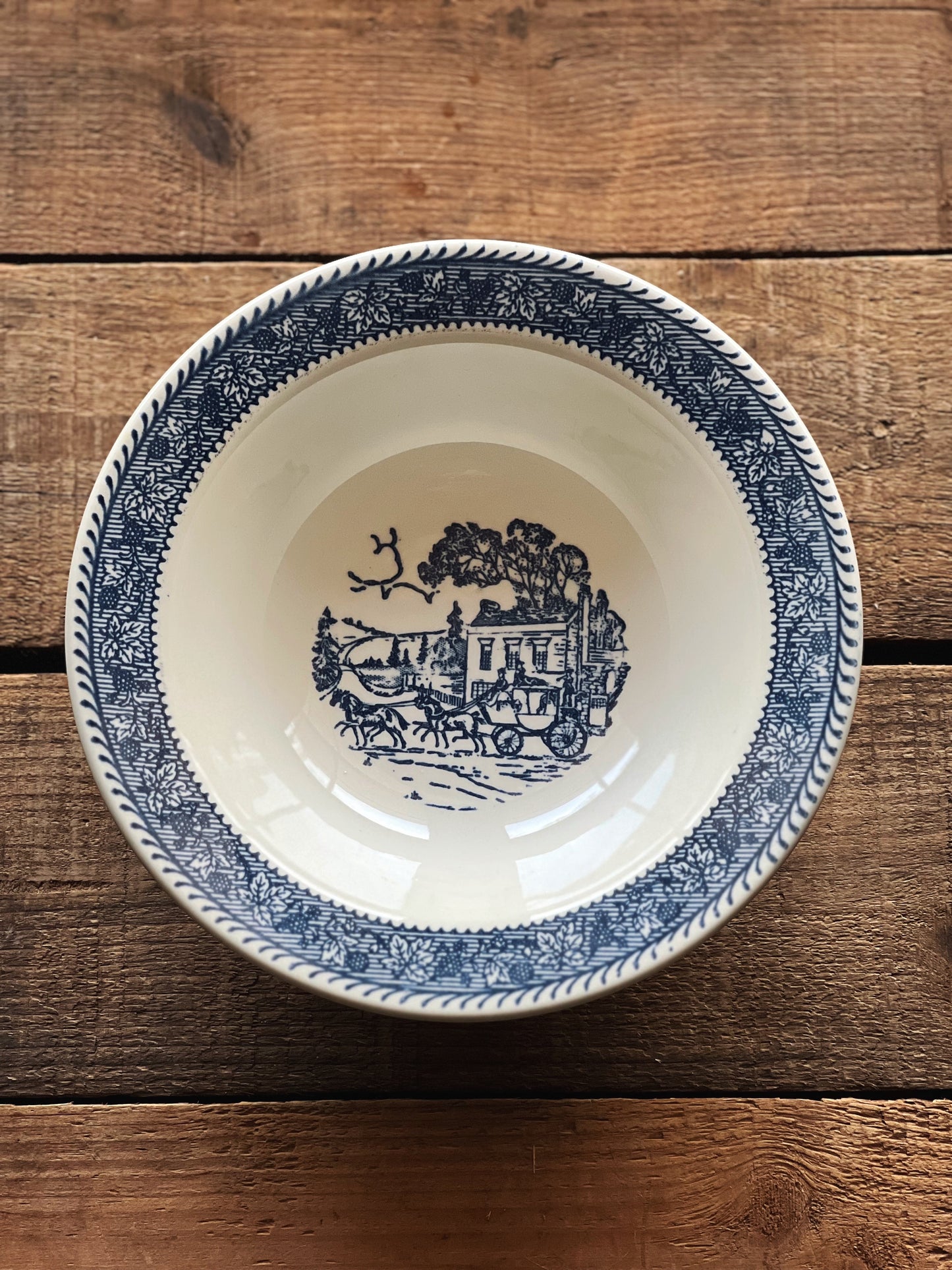 Vintage Blue Transferware Cereal Bowl