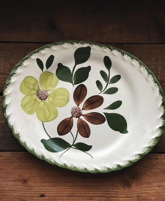 Vintage Green Floral Platter