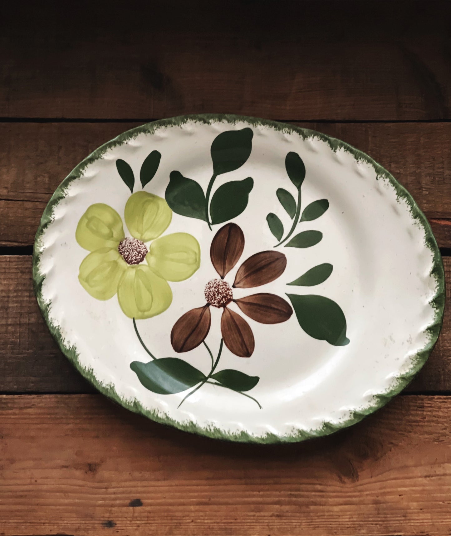 Vintage Green Floral Platter