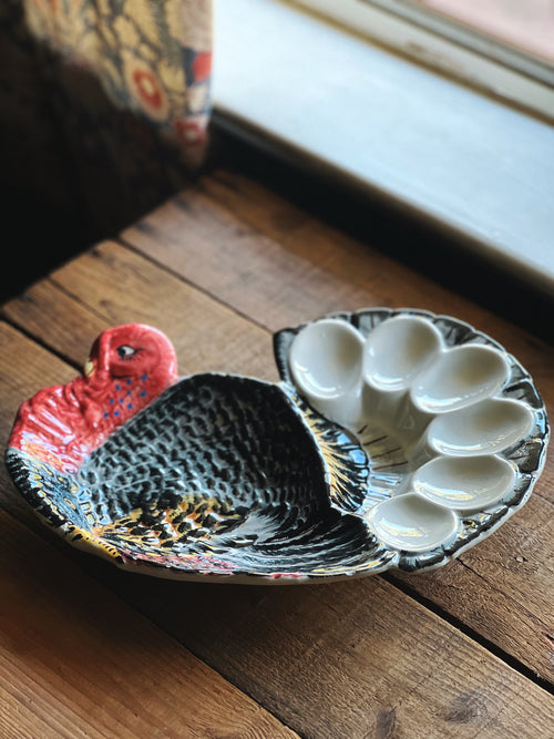 Vintage Hand Painted Italy Turkey Egg Platter