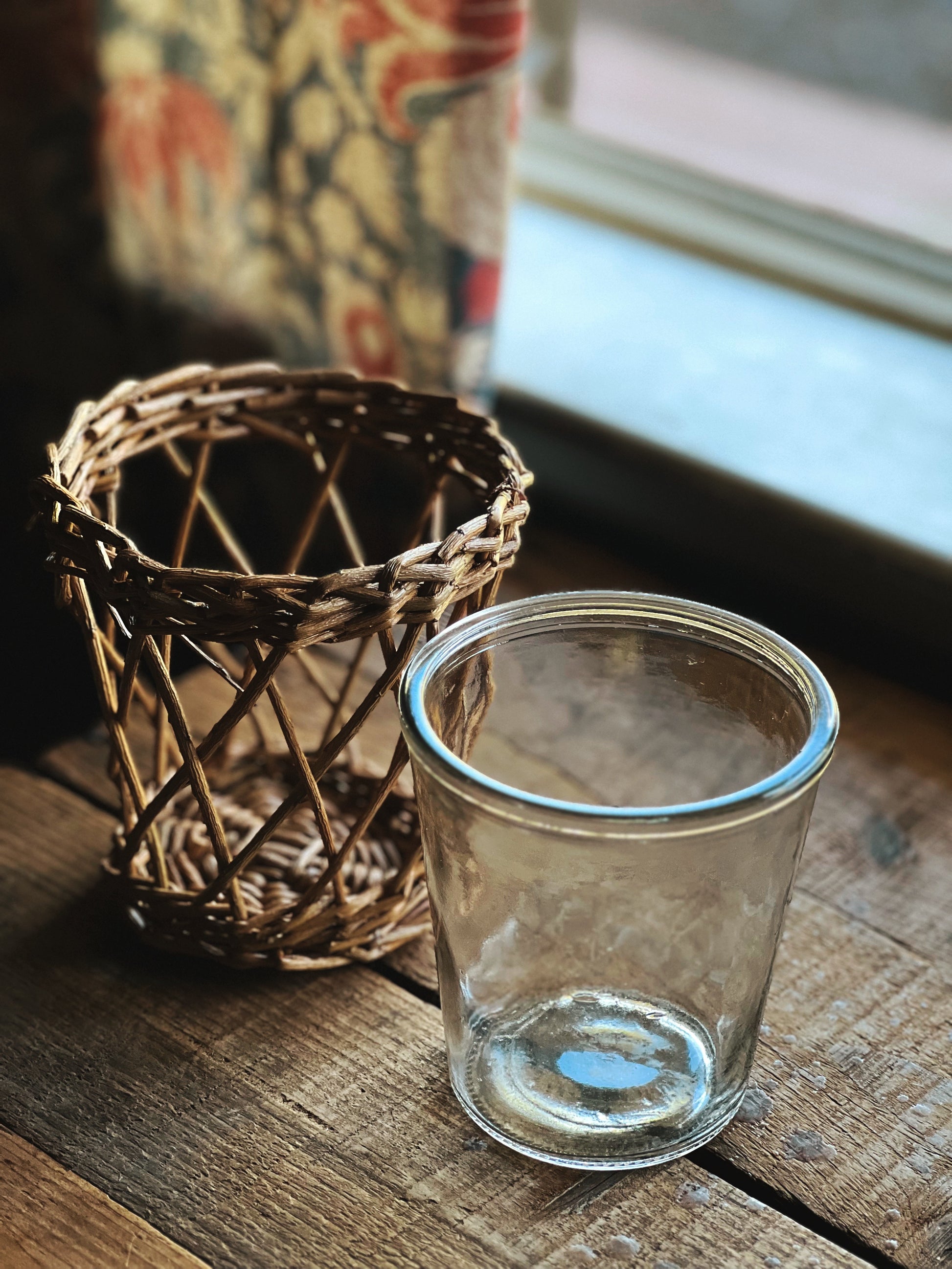 Twig Wrapped Glass Hurricane / Votive / Vase