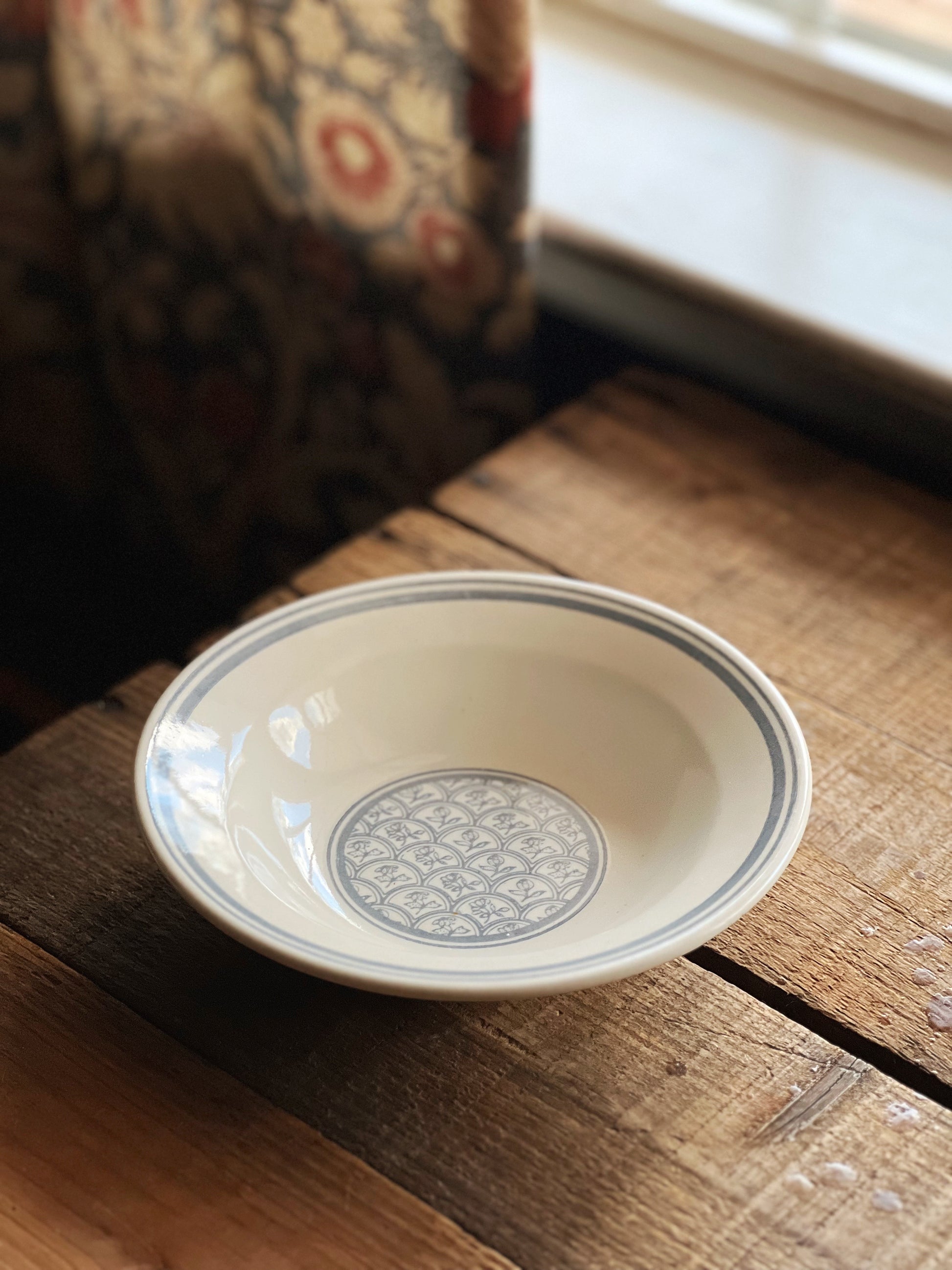 blue and white floral bowl