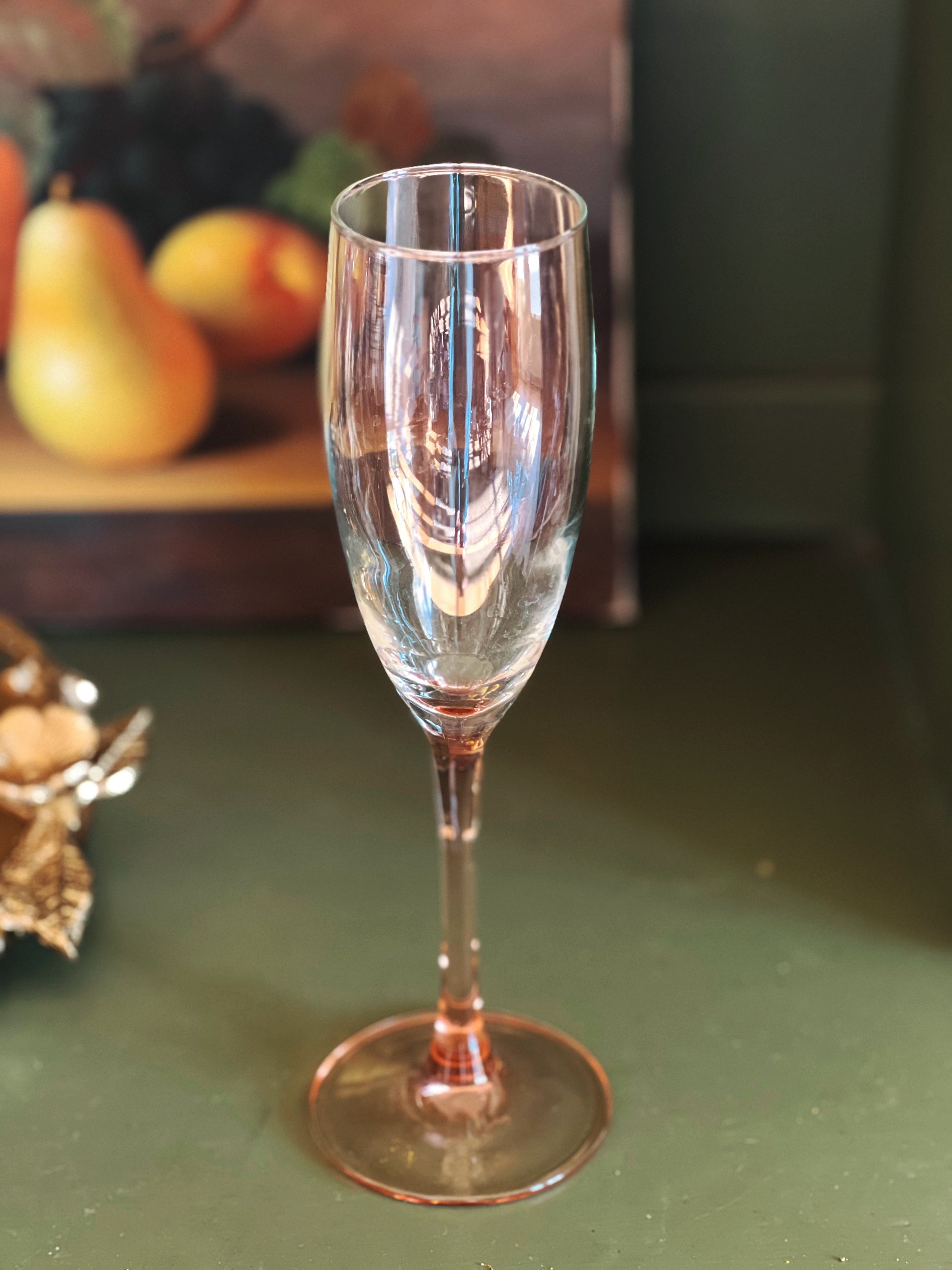 Set of 4 Vintage Cristal d' Arques France Pink Stem Champagne Flutes