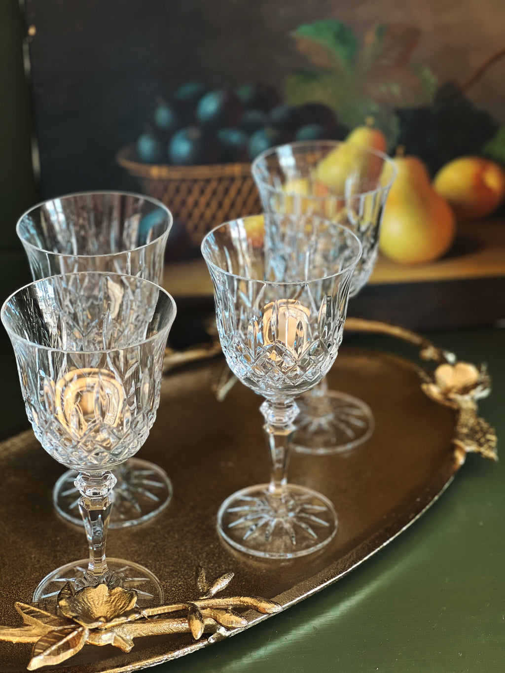 Set of 4 Vintage Crystal Wine Glasses