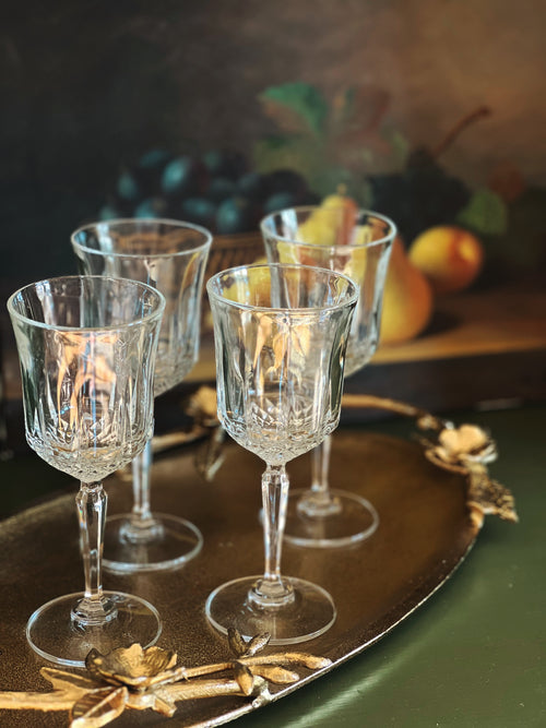 Set of 4 Vintage Legacy by Anchor Hocking Crystal Wine Glasses