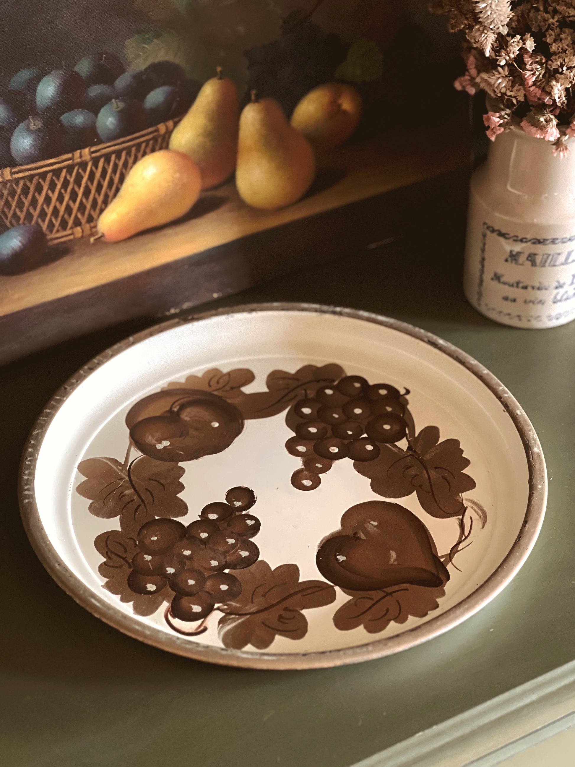 Vintage Hand Painted Metal Serving Tray