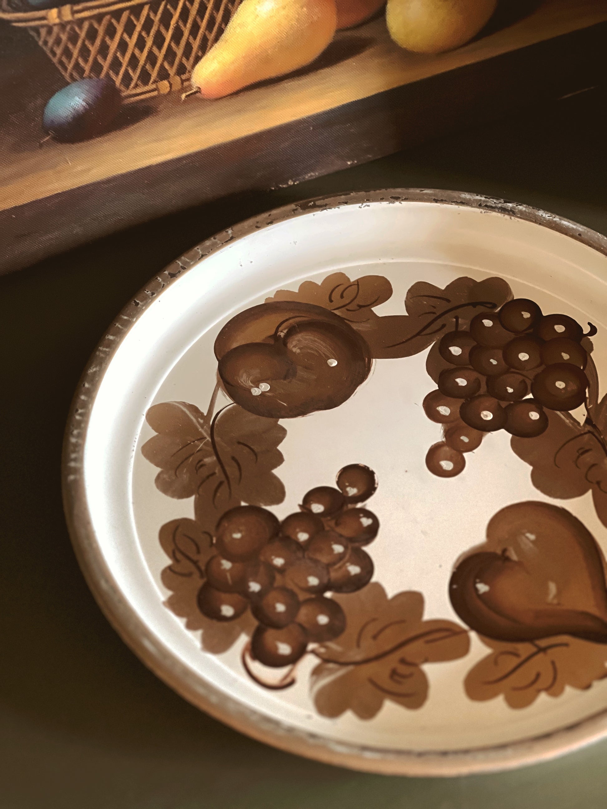 Vintage Hand Painted Metal Serving Tray