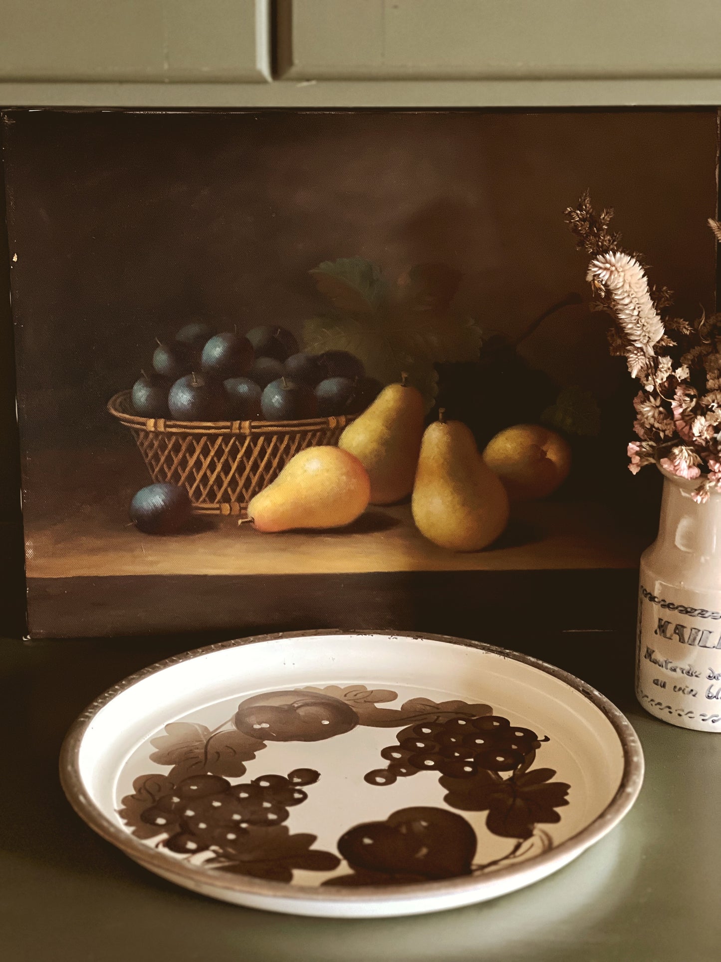 Vintage Hand Painted Metal Serving Tray