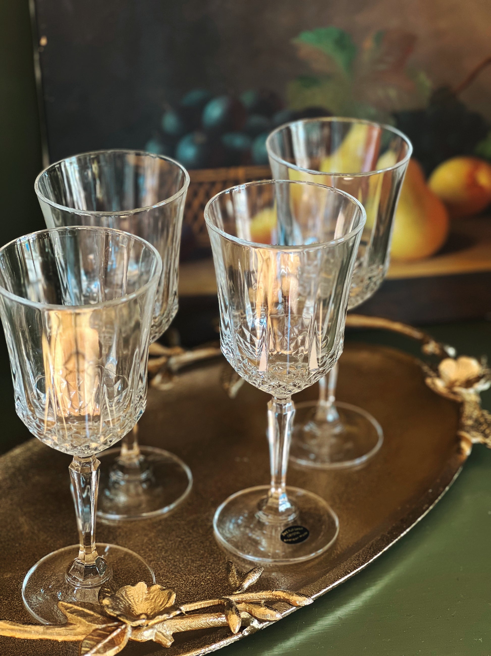 Set of 4 Vintage Legacy by Anchor Hocking Crystal Wine Water Goblets