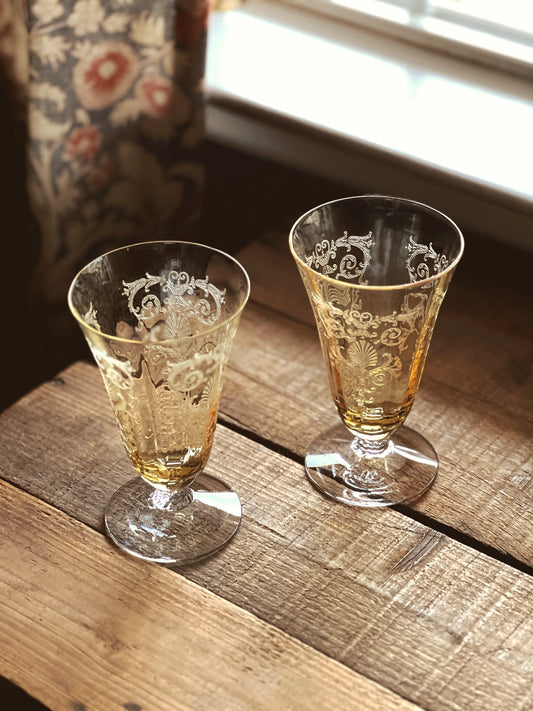 Vintage Fostoria Versailles Topaz Iced Tea Glass / Water Glass