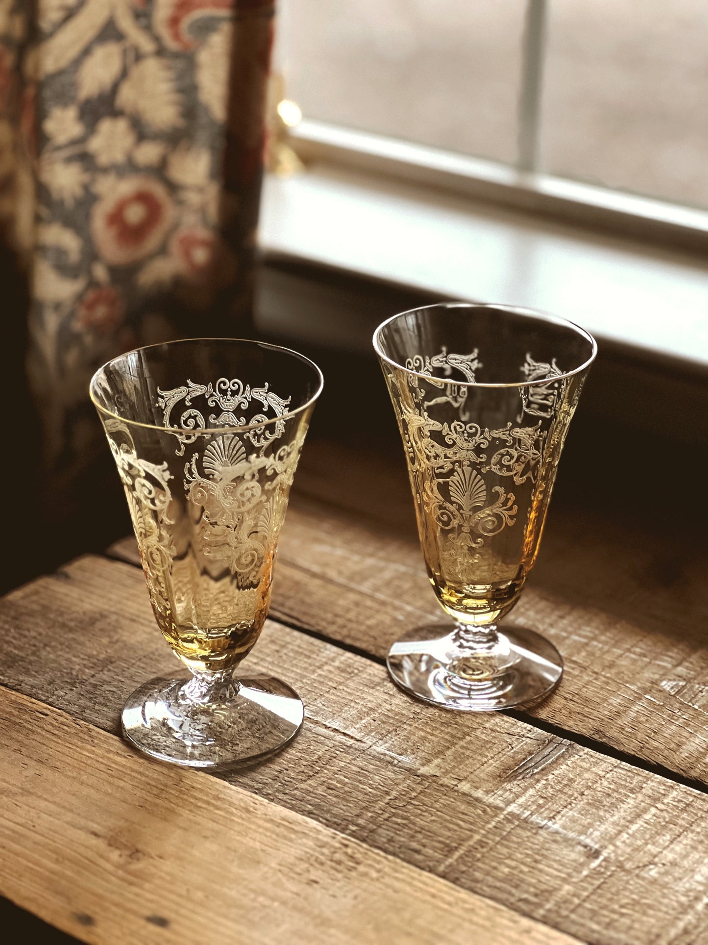 Vintage Fostoria Versailles Topaz Iced Tea Glass / Water Glass