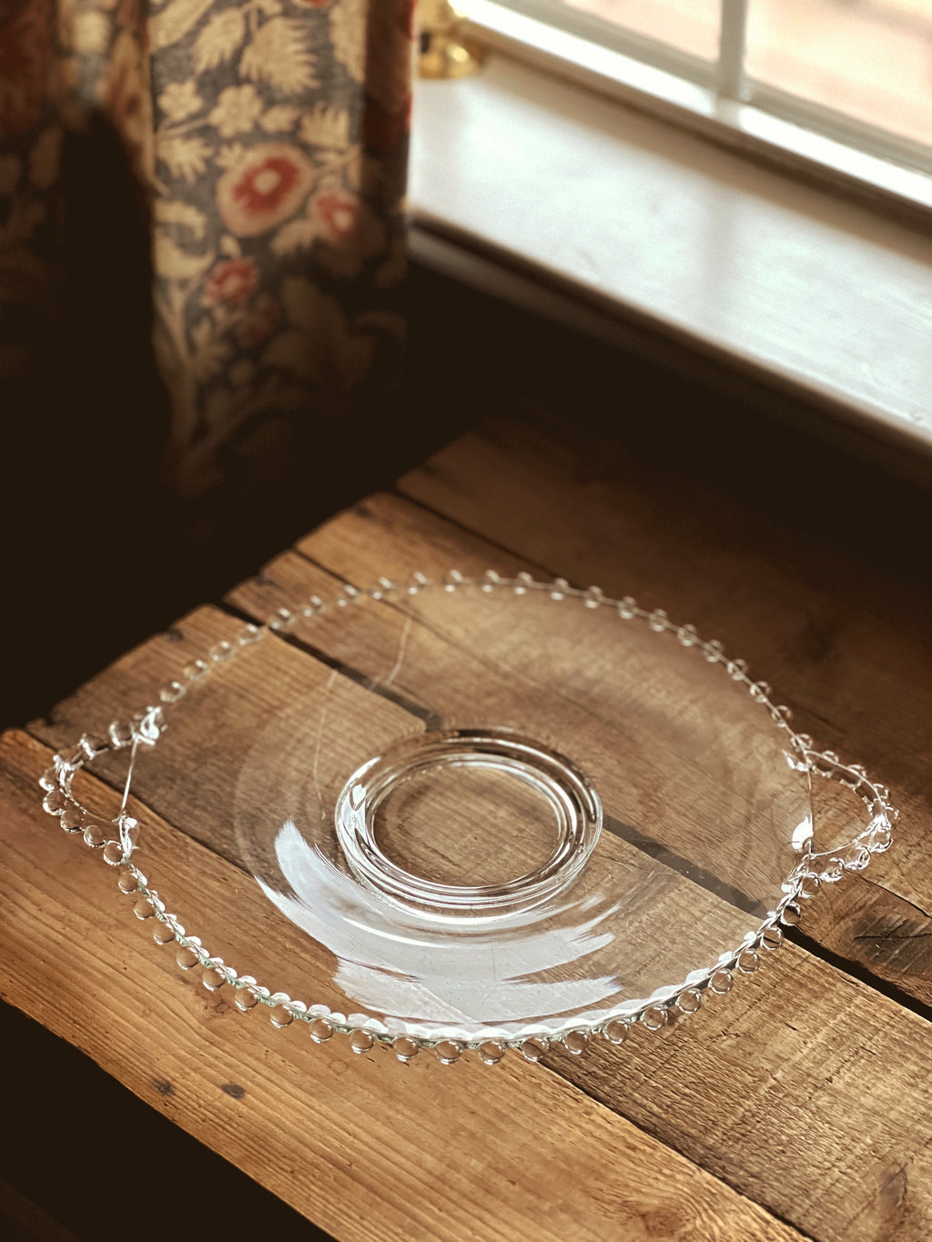 Vintage Boopie Glass Cake Plate