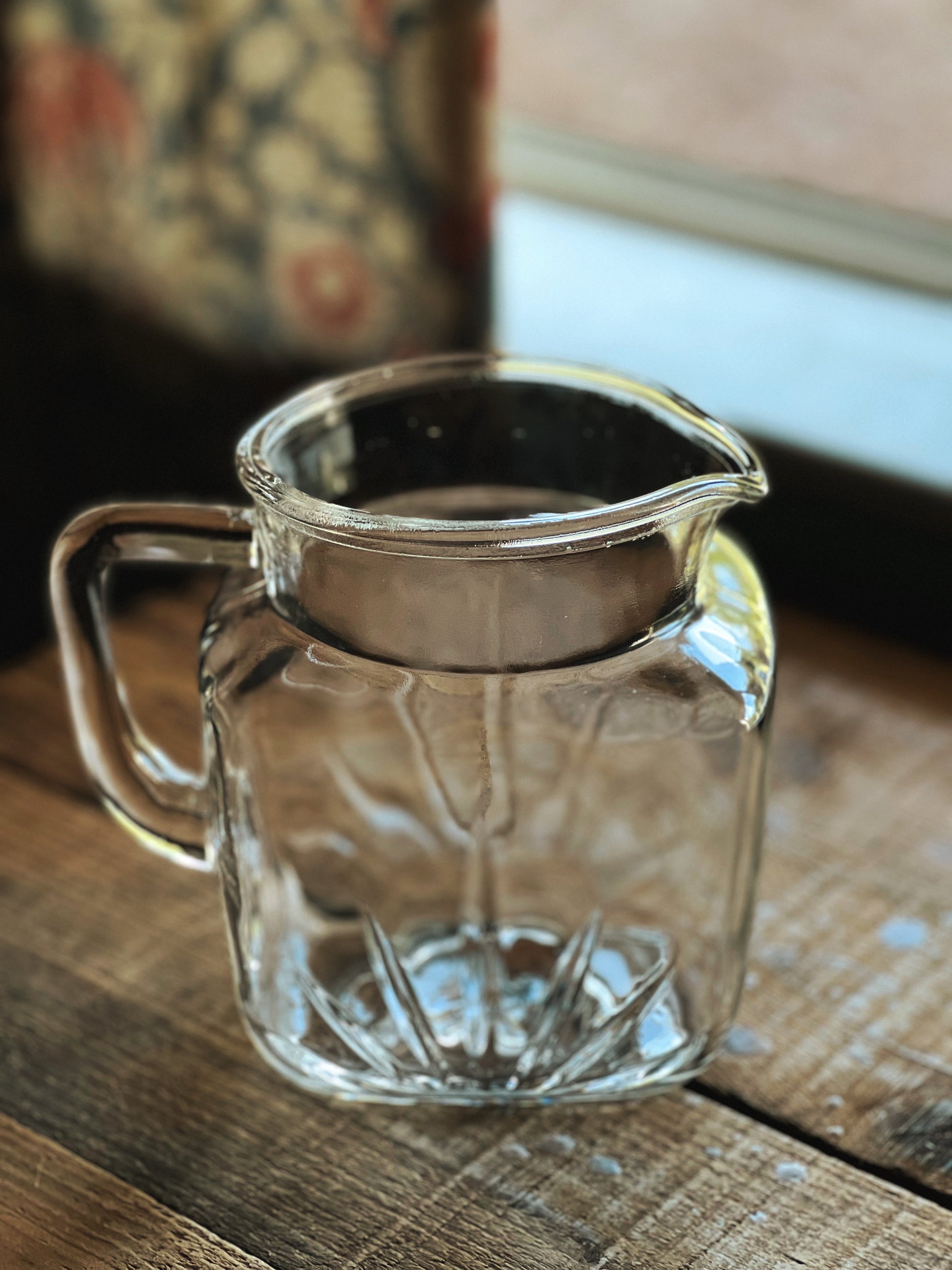 Vintage Glass Pitcher with Star Bottom