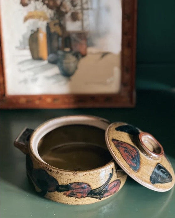 Small Vintage Handmade Pottery Stoneware Baker