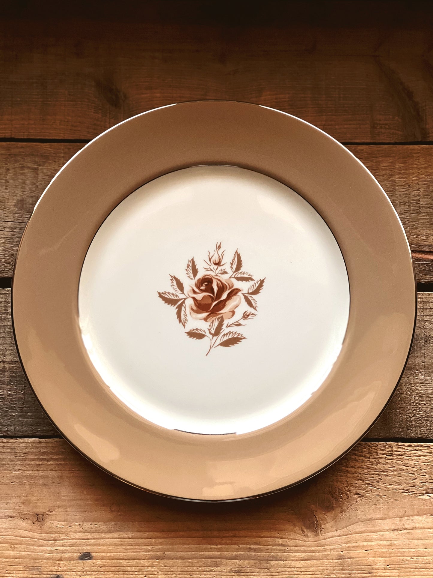 Vintage Flintridge China Cocoa Rose Dinner Plate