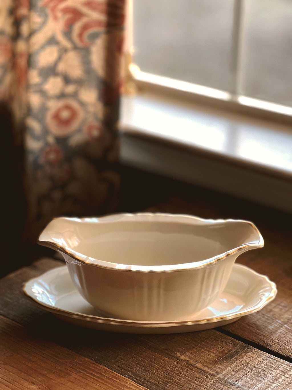 Vintage Syracuse China Federal Shape Brantley Gravy Boat with Under Plate