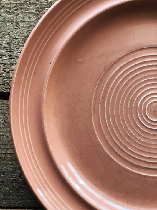 Set of 4 Vintage Apricot Colored Stoneware Dinner Plates