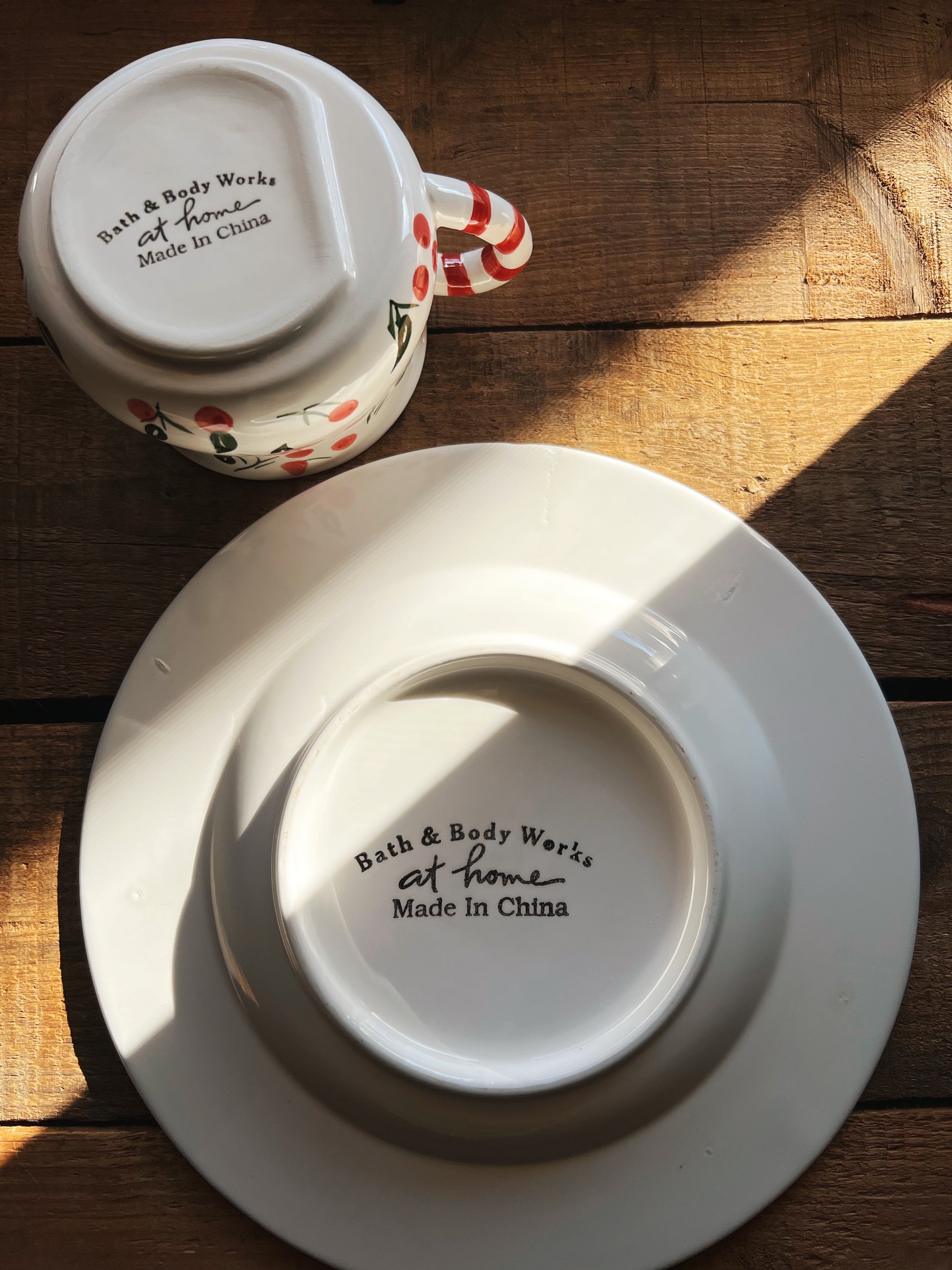 Vintage Bath & Body Works At Home Cherries Mug & Snack Plate Set
