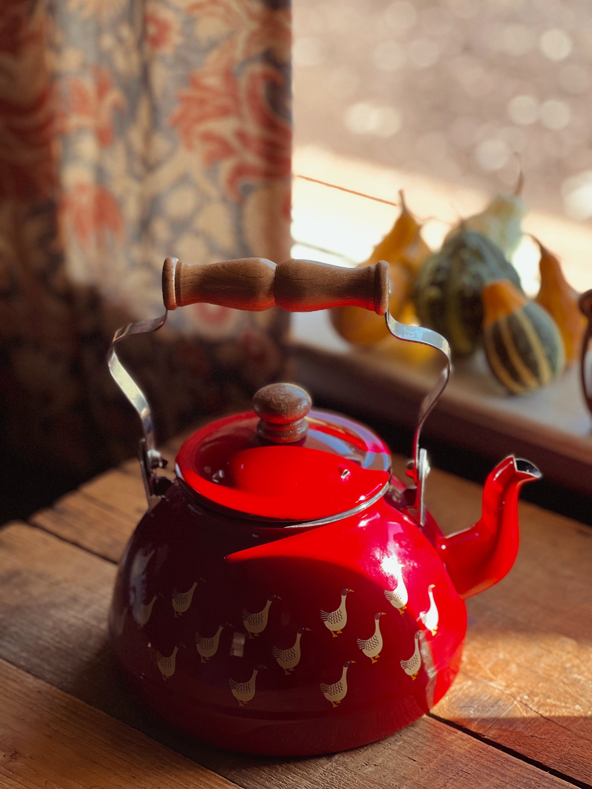 Vintage Cast Iron Enamel Goose Teapot