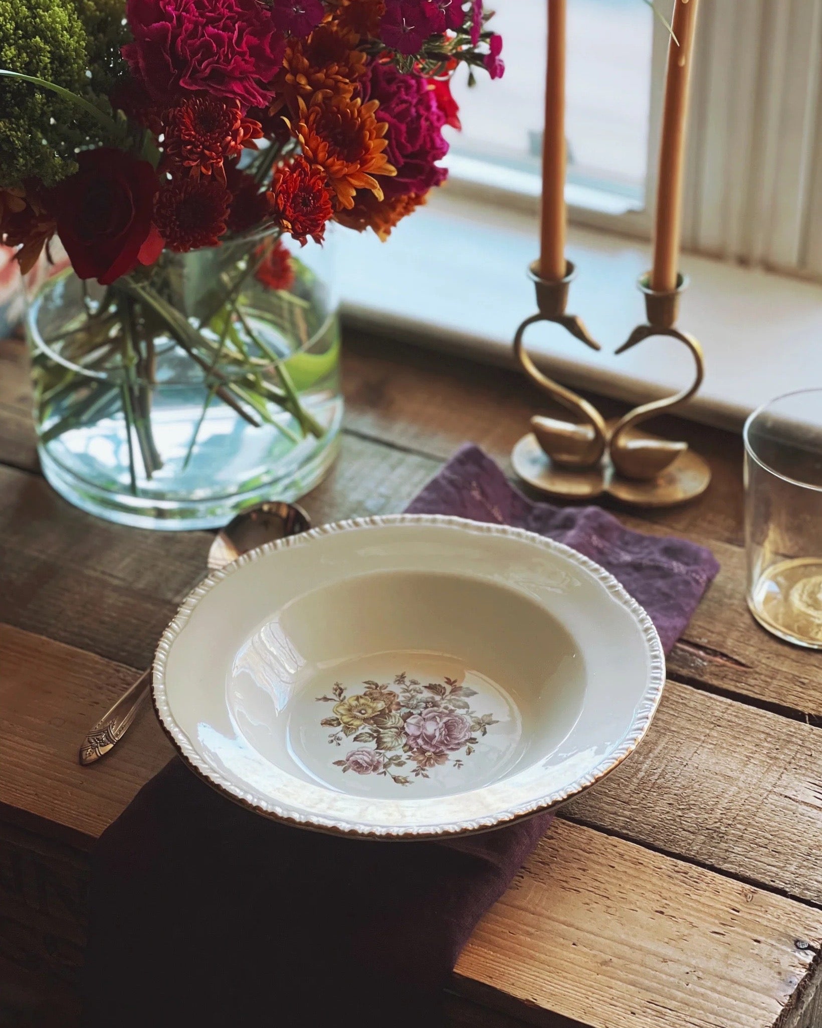 multicolor floral soup bowls