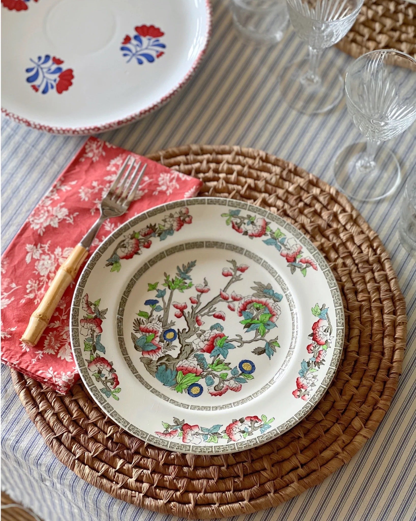multi color Indian Tree pattern dinner plate