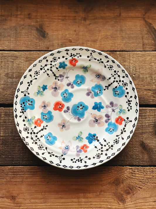 multicolor floral salad plate 