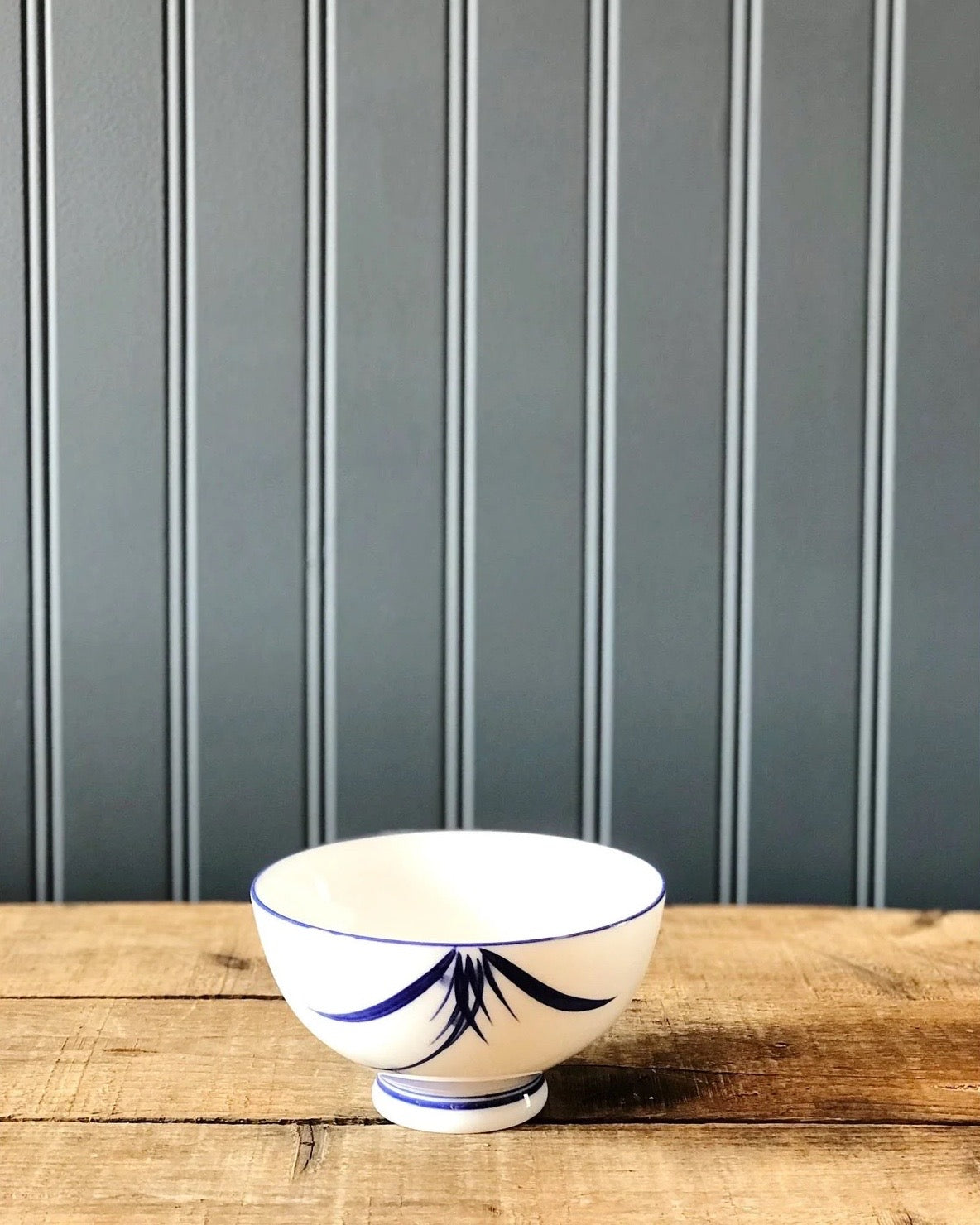 small blue and white rice bowl