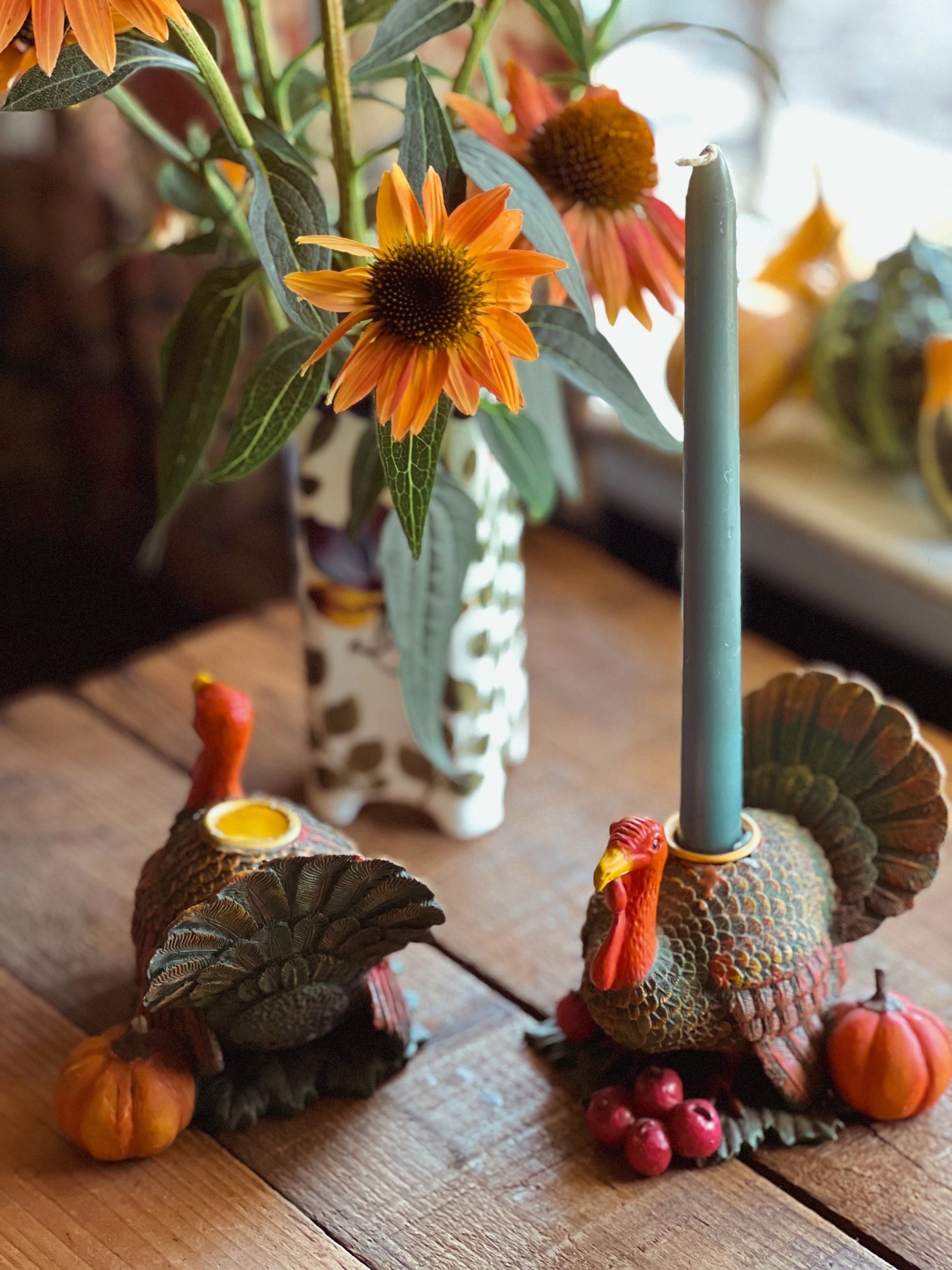 Pair of Vintage Turkey Candleholders
