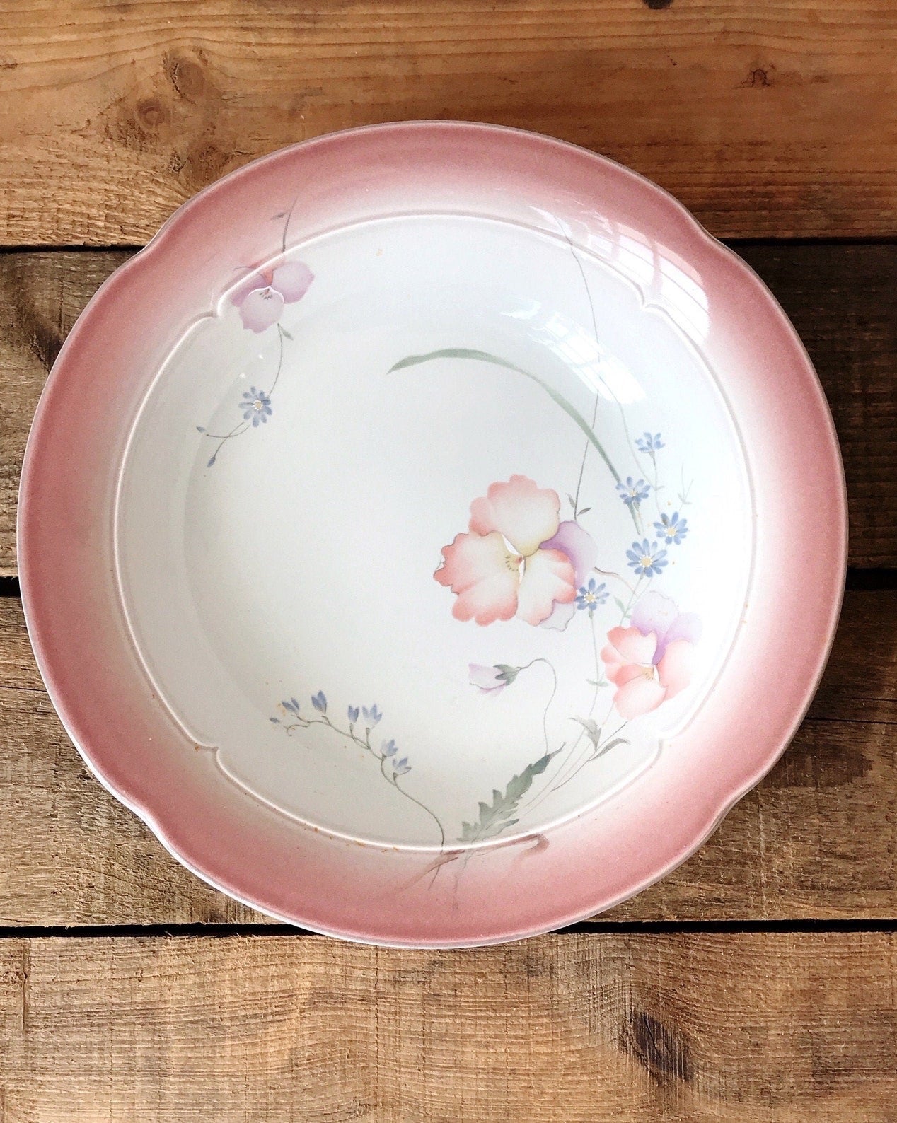 Vintage Mikasa Stone Lustre Peach Delight Round Serving Bowl