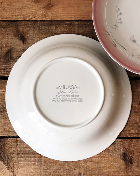 Vintage Mikasa Stone Lustre Peach Delight Round Serving Bowl