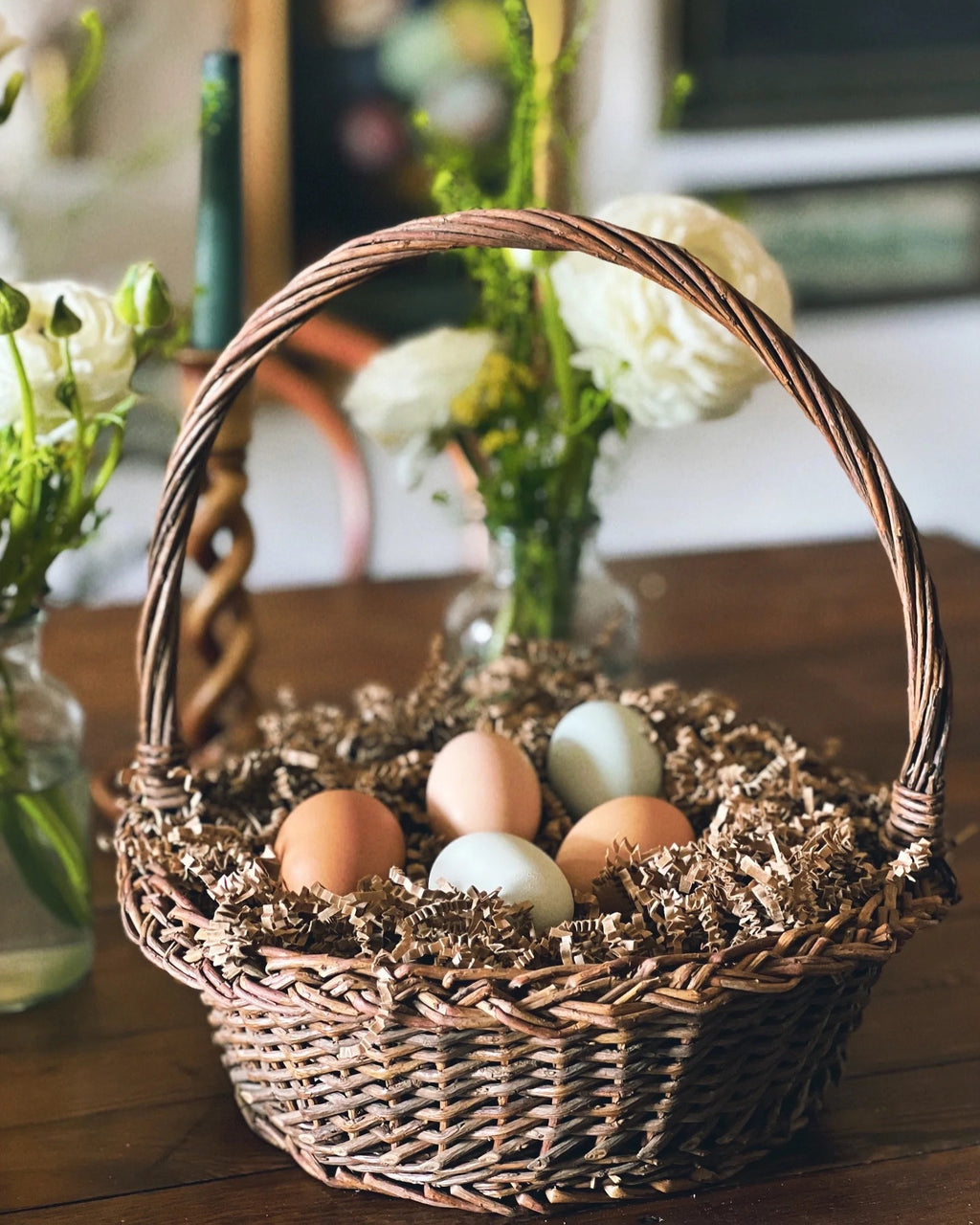 brown Easter basket with handle