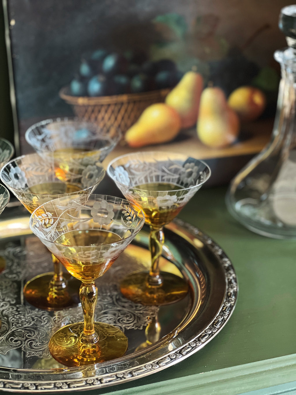 Vintage Sterling Crystal Marigold Trellis Champagne Coupe