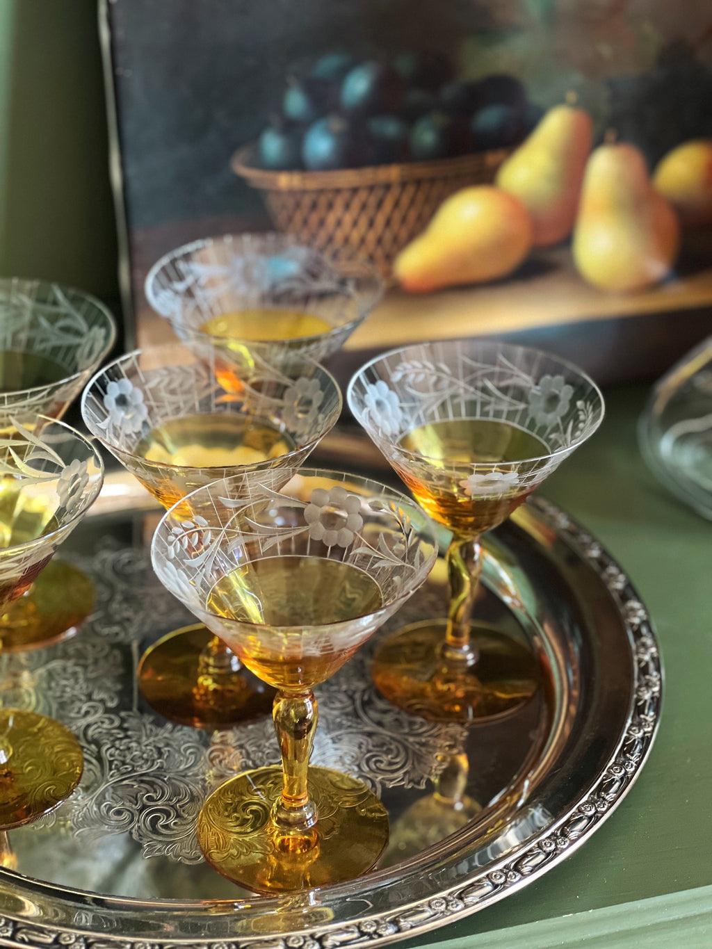 Vintage Sterling Crystal Marigold Trellis Champagne Coupe