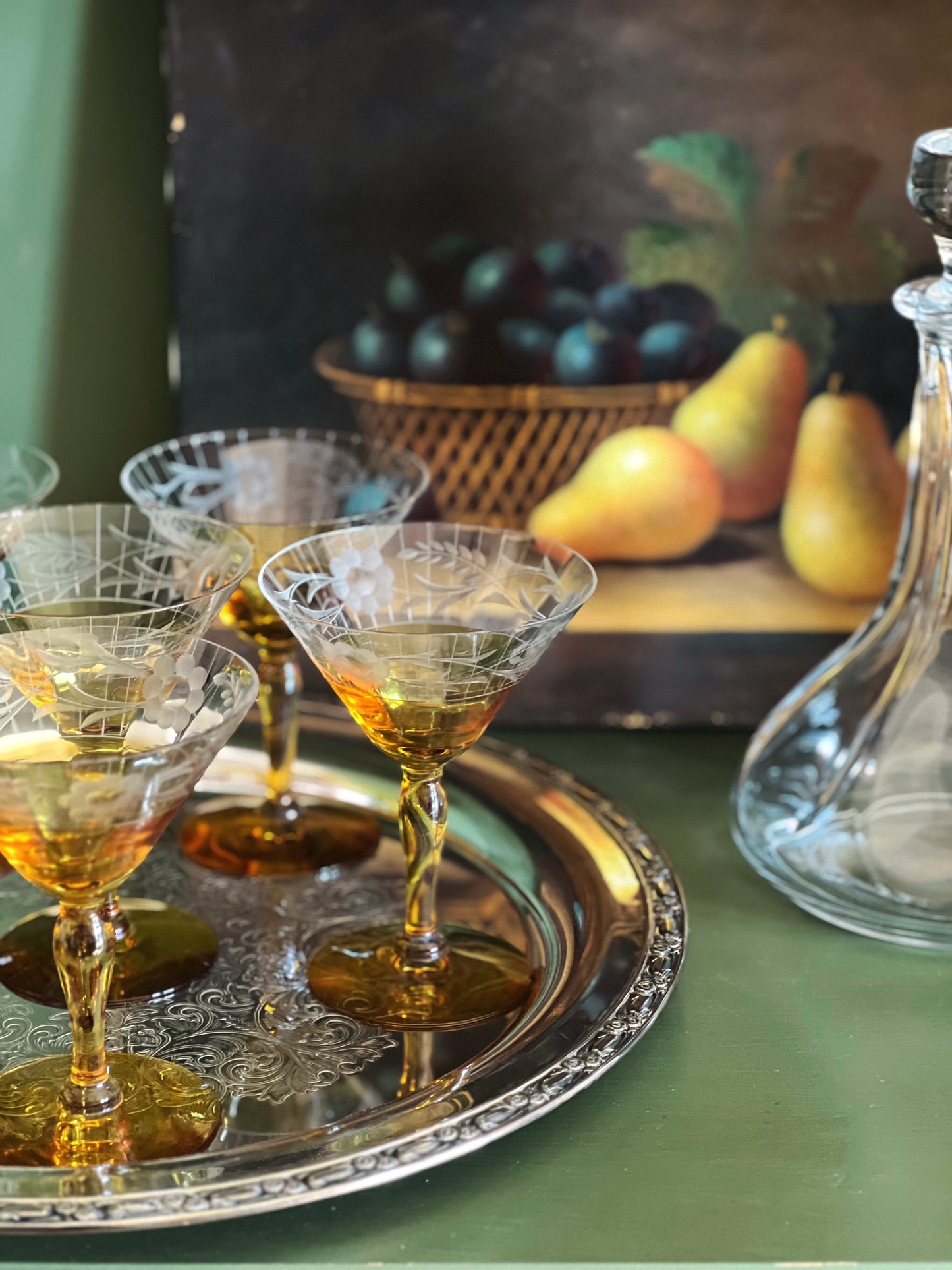 Vintage Sterling Crystal Marigold Trellis Champagne Coupe