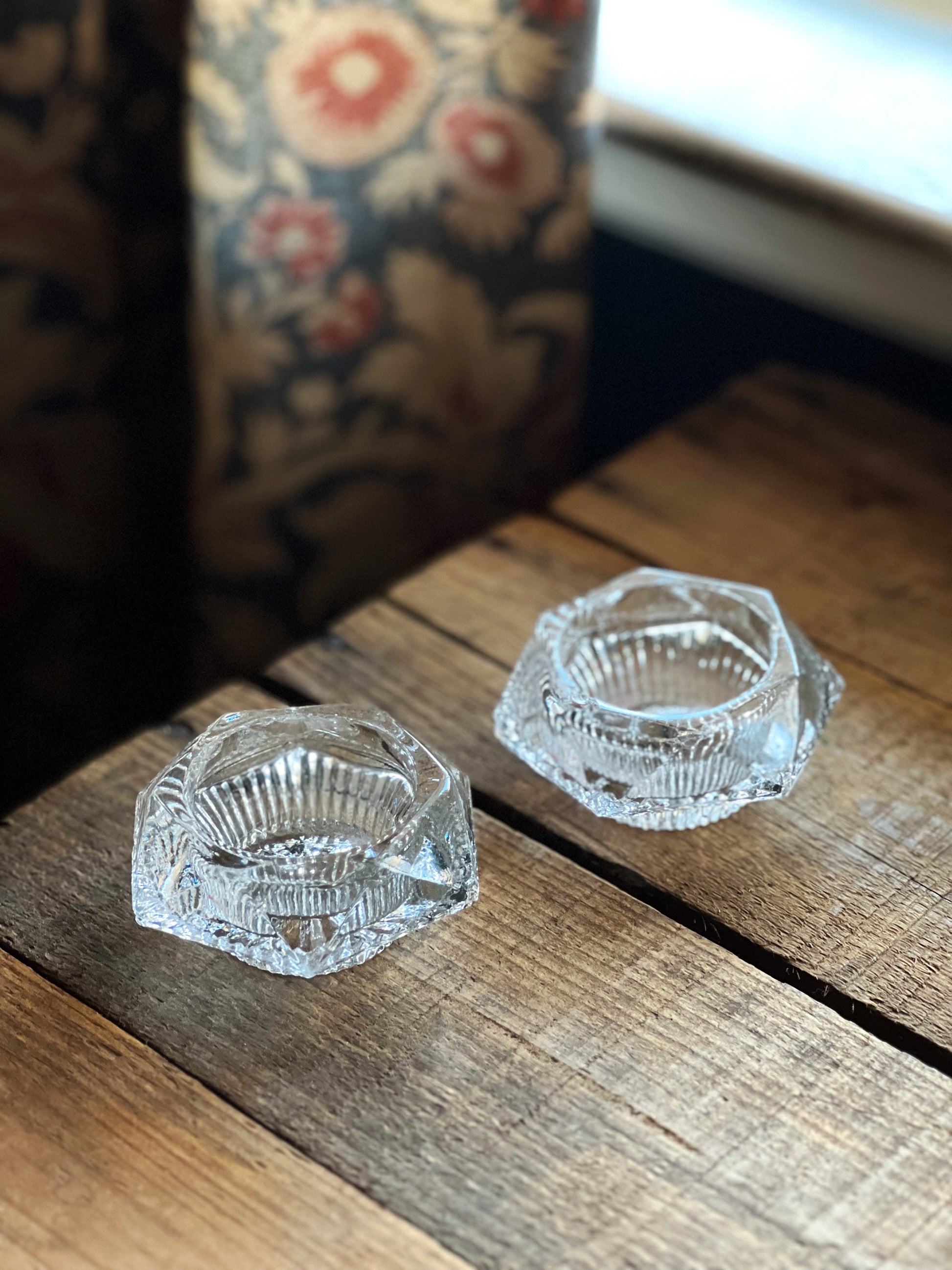Pair of Vintage Glass Salt Cellars