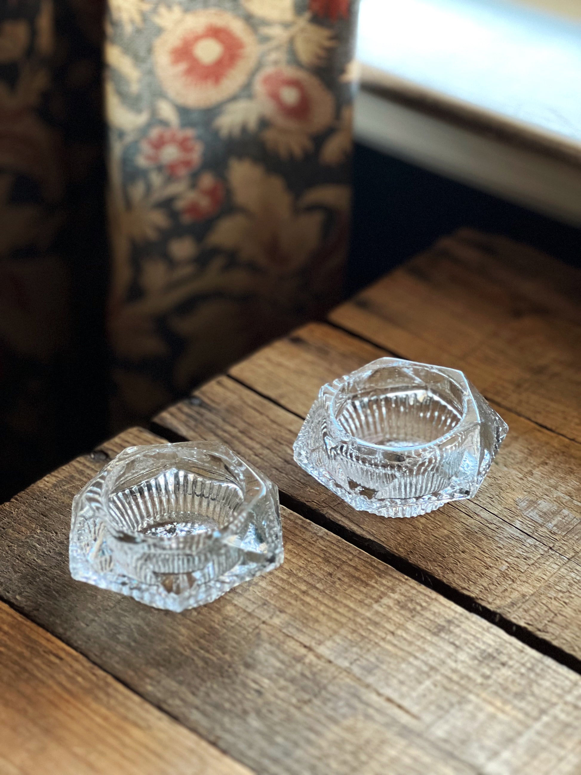 Pair of Vintage Glass Salt Cellars