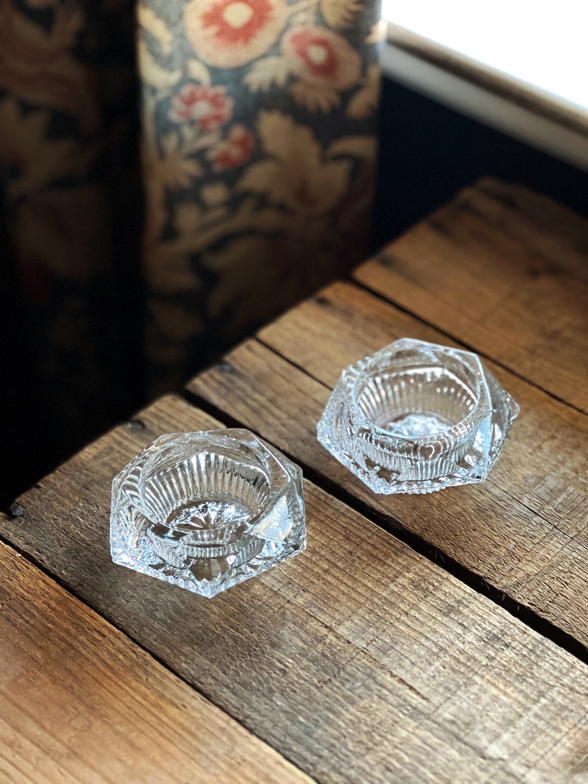 Pair of Vintage Glass Salt Cellars