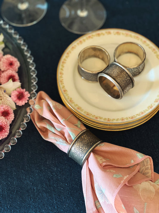 Set of 4 Vintage Pink Floral Napkins