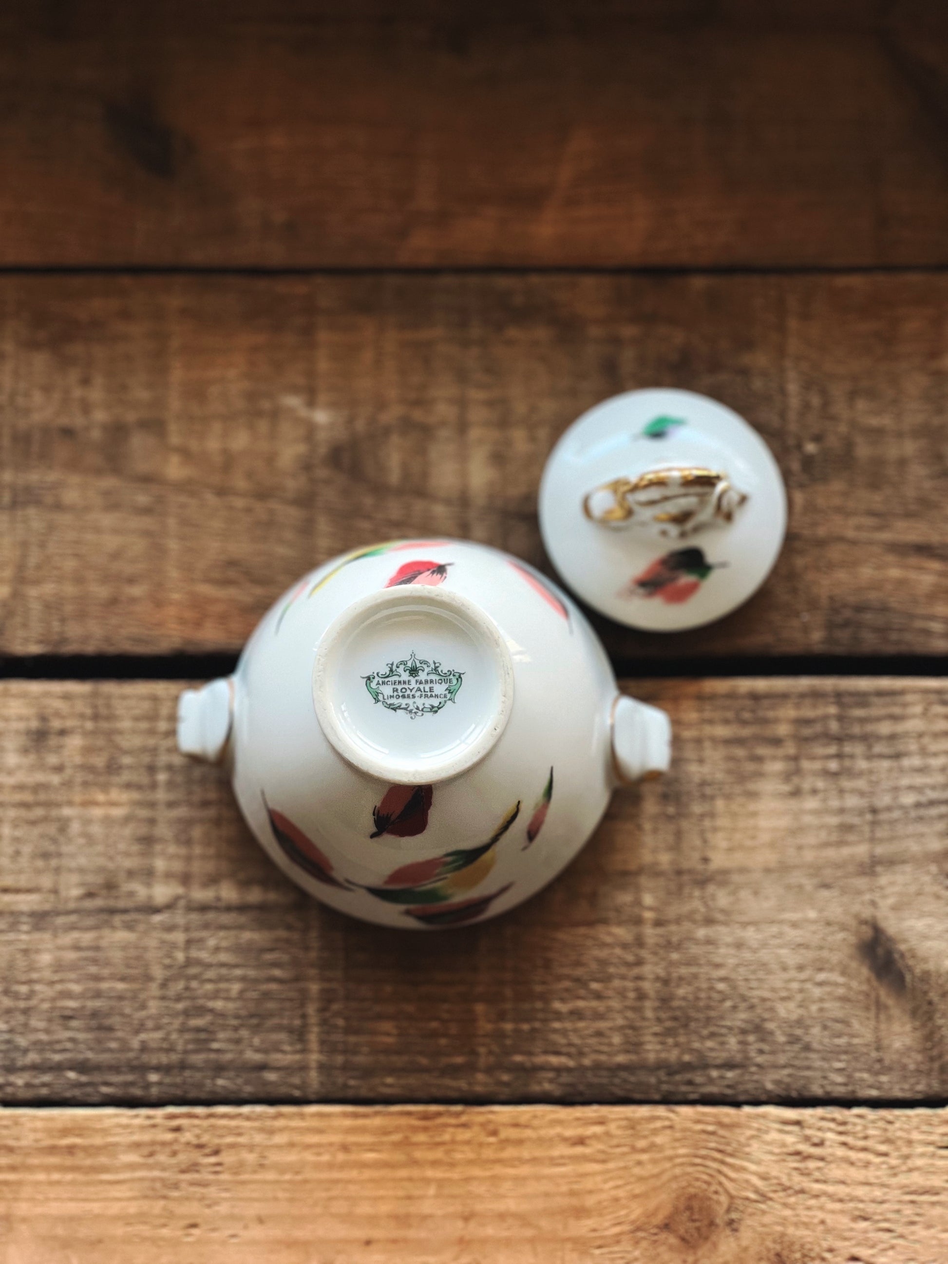 Vintage Ancienne Fabrique Royale Limoges France Sugar Bowl