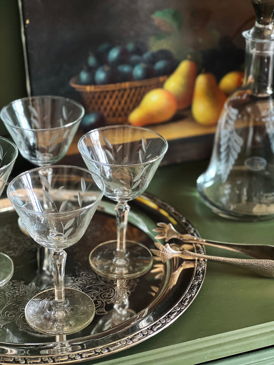 Vintage Etched Champagne Coupe