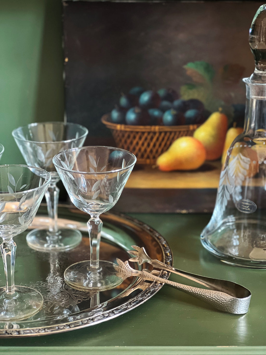 Vintage Etched Champagne Coupe