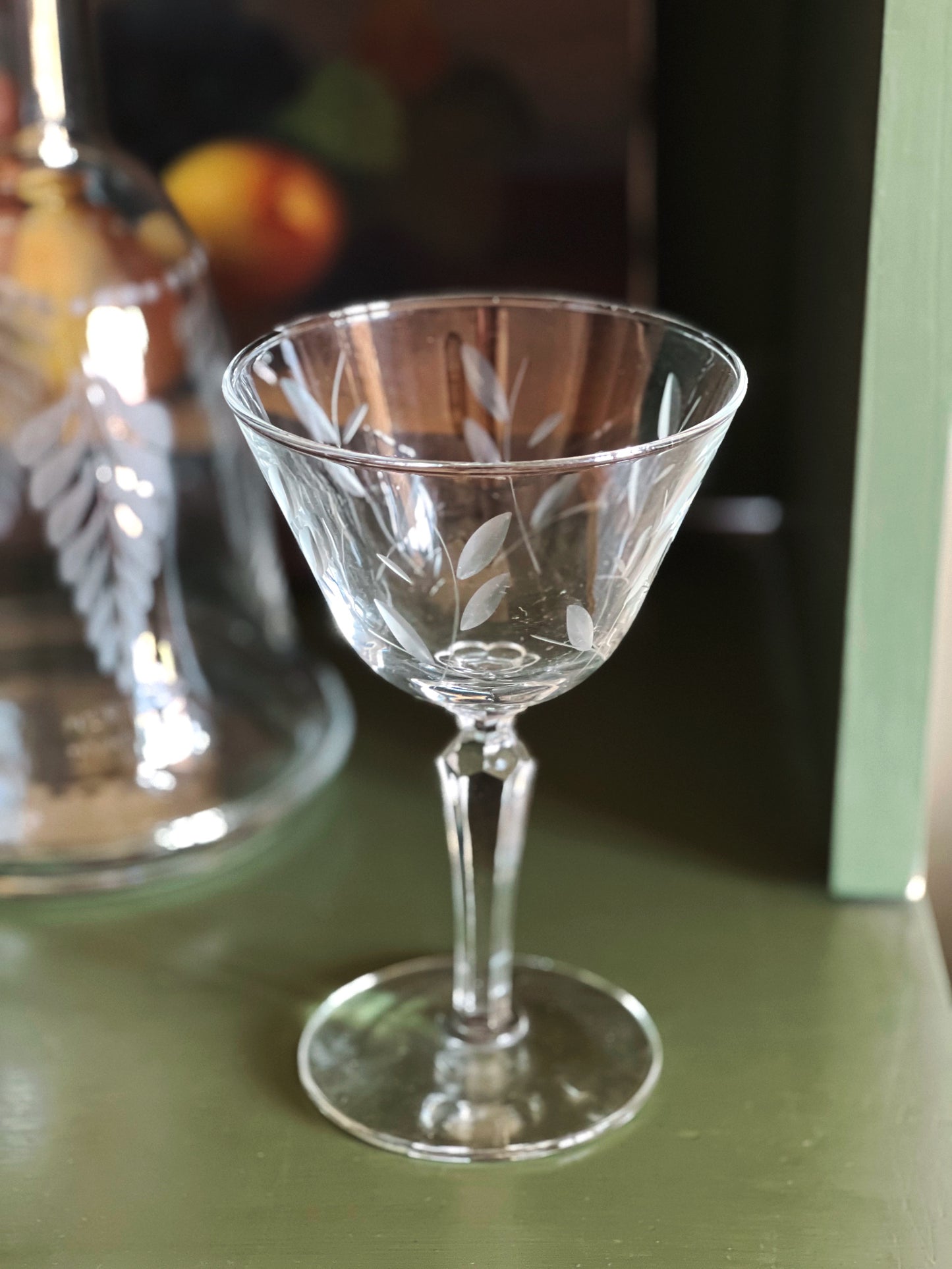 Vintage Etched Champagne Coupe