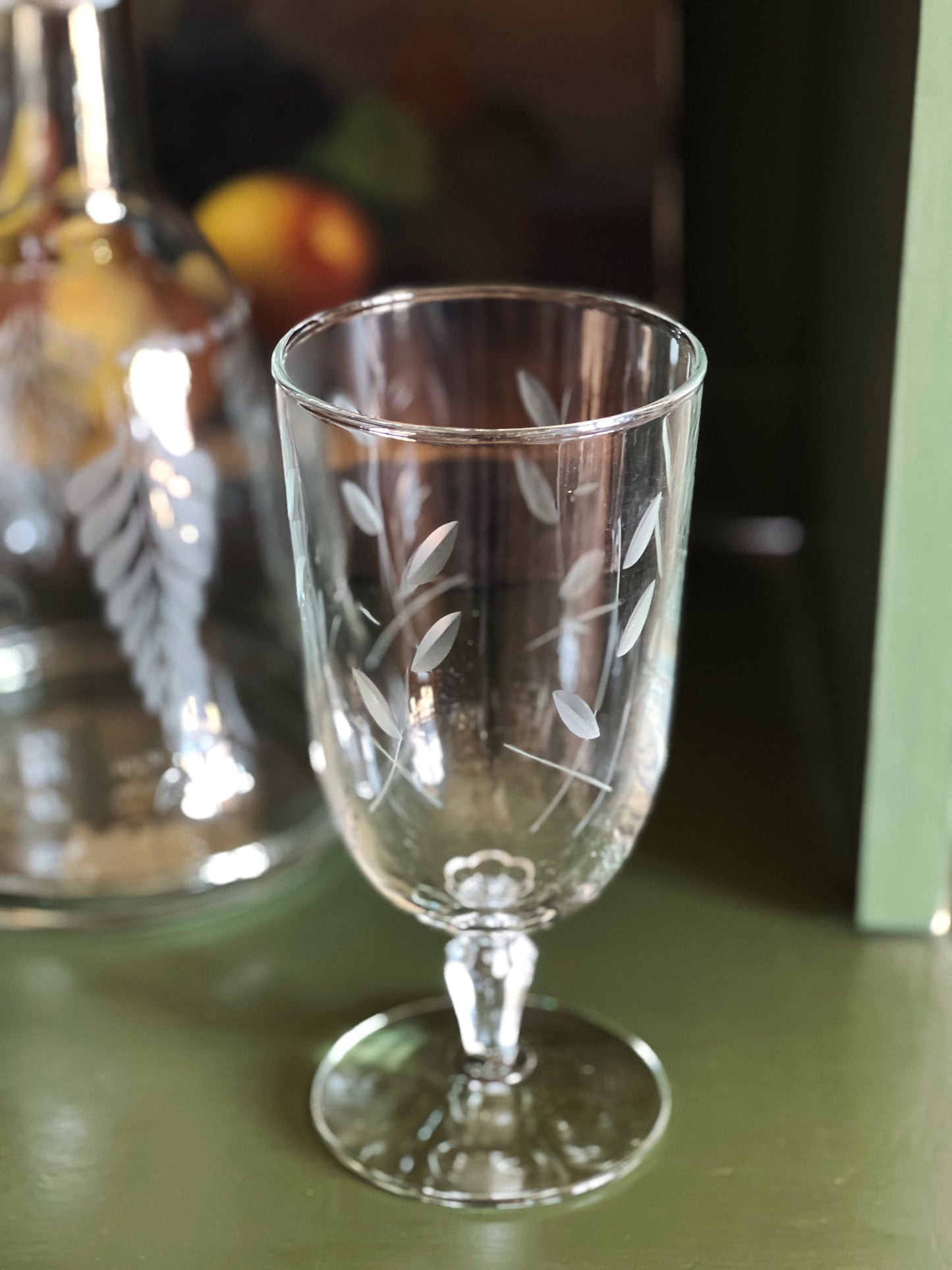 Vintage Etched Iced Tea Glass